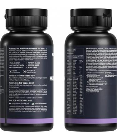 Active Multivitamin for Men - 60 Tablets | 25 Vital Vitamins & Minerals with Zinc Vitamin C D and B12 | Enhances Energy Stamina & Immunity - Buy Online on GoSupps.com