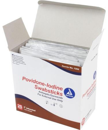 Dynarex Povidone Iodine Swabsticks - Antiseptic Skin Preparation - 25 Foil Packets - Buy Online on GoSupps.com