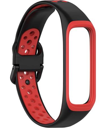 Two-Toned Silicone Wristband for Samsung Galaxy Fit 2 | Red Breathable Bracelet Strap for SM-R220 Fitness Smartwatch - Buy Online on GoSupps.com