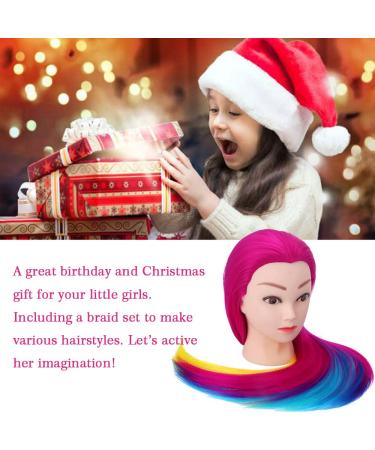 Topdirect 31.5 inch Synthetic Hair Wig Training Head - DIY Hairstyle Set with Holder in Rose Red - Perfect for Hairdressers - Buy Online on GoSupps.com