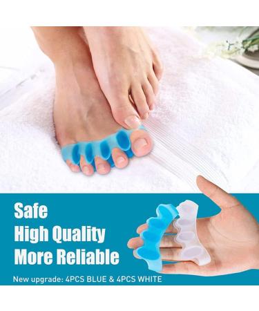 Toe Straighteners & Toe Separators - Bunion Corrector Gel Spacers for Hammer Toes | 2 Pairs - White & Blue - Buy Online on GoSupps.com