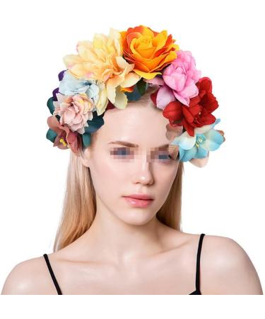 Mexican Rose Flower Crown Headband Halloween Party Flower Hairbands Costume Headpiece Headwear Floral Headgear for Halloween - Buy Online on GoSupps.com