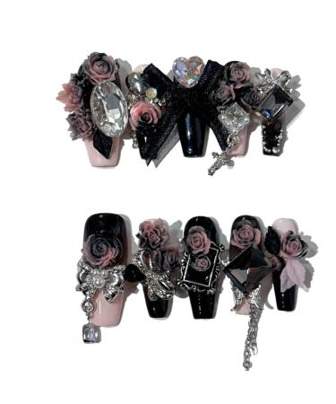 KEMKEY Nail Art ins Handmade Wearable Nails Fairy Wearable Nails(Small)