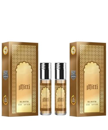 BlueQueen Mitti Roll On Attar Perfume Alcohol Free Long Lasting Jasmine Perfume for Women and Men | Hypoallergenic Travel Size Jasmine Oil Perfume Roll On - 8Ml Pack of 2