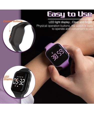 Kids Led Pedometer Watch   Digital Steps Tracker   Non-Bluetooth  Vibrating Alarm Clock  Stopwatch  Great Gift for Children Teens Girls Boys Square- White - Buy Online on GoSupps.com