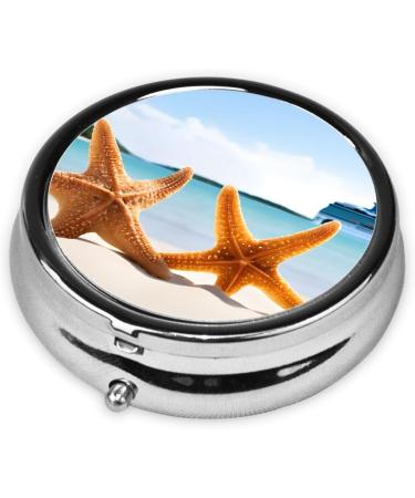 Buy Cute Starfish Round Pill Box | Mini 3 Compartment Travel Organizer for Vitamins & Medications - Buy Online on GoSupps.com