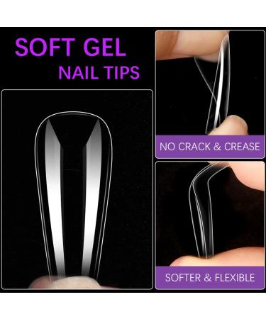 Gel Nail Kit - BTArbox Coffin Soft Gel Nail Tips 300PCS with Glue & Primer | Nail Lamp & Acrylic Extension for Fast Manicure - Buy Online on GoSupps.com
