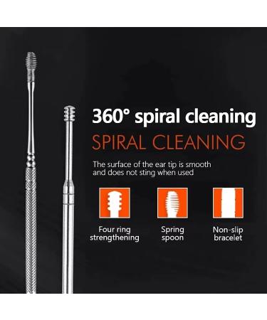 LUXIOO 6PCS Ear Cleaning Master Set - Professional Spiral Design Stainless Steel Earwax Removal Kit for Ear Care - Purple - Buy Online on GoSupps.com