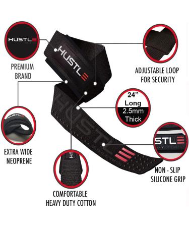 Hustle Lifting Wrist Straps for Weightlifting - Power Cotton Wraps with Silicone Grip - Deadlift Straps Dark Carbon - Buy Online on GoSupps.com