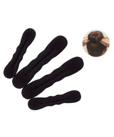 4 pieces of magical hair knot aid black foam sponge duttband styling hair DIY-styling tools accessories for women girls (2 big and 2 small ones)