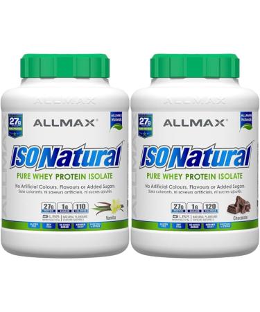 ALLMAX Nutrition - ISONATURAL - 100% Ultra-Pure Natural Whey Protein Isolate - Vanilla - 5 Pound & Naturals Nutrition - ISONATURAL - 100% Ultra-Pure Natural Whey Protein Isolate - Chocolate