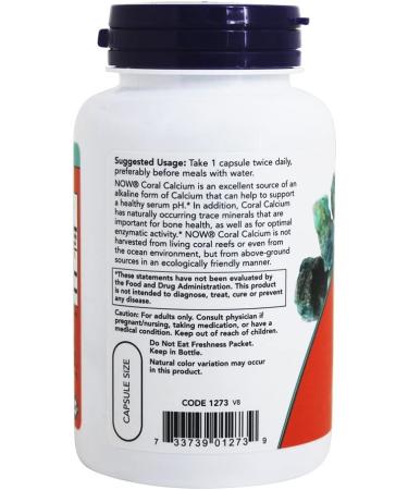 Now Foods Coral Calcium 1000 mg - 100 Veg Capsules for Optimal Bone Health - Buy Online on GoSupps.com