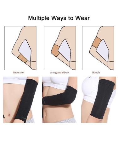 2 Pair Slimming Arm Sleeves Shaper for Women - Arm Compression Wraps to Tone & Lose Arm Fat - Sport Fitness Arm Shapers (Beige & Black - Buy Online on GoSupps.com