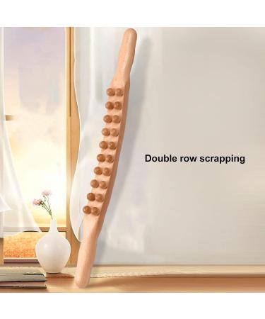 Wood Scratch Back Massage Roller - Two-Row 20 Pearl Lymphatic Drainage Device for Neck & Back Relief - Buy Online on GoSupps.com