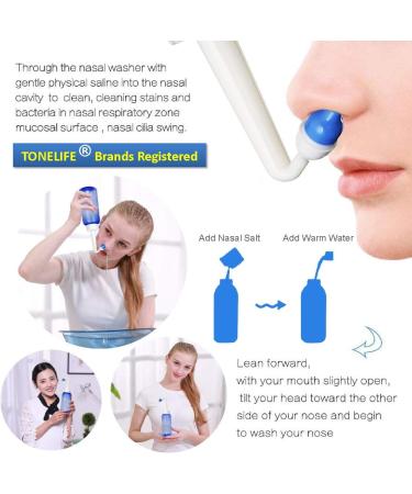 2PCS Neti Pot Sinus Rinse Kit - 300ml 10oz Nose Cleaner & Sinus Irrigation for Blocked Nose - Includes 2 Bottles, 4 Nozzles, and Nasal Spray - Buy Online on GoSupps.com