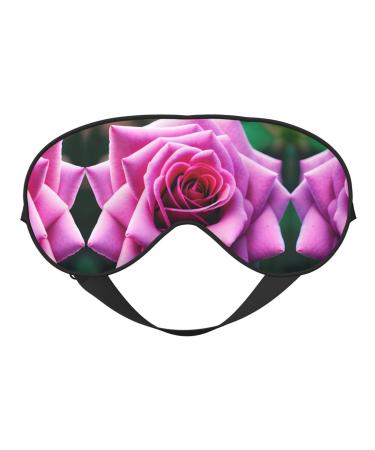 Purple Rose Flower Double-Sided Sleep Eye Mask Comfort Soft Blindfold with Adjustable Strap Block Out Light Black