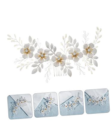Mikinona 1pc White Leaf Comb Hair Decor Comb Beautiful Hairband Comb Hair Comb Accessory Beautiful Hair Comb Bridal Elegant Hair Clip Bridal Hairband Rhinestone Headpiece Floral Decor Alloy