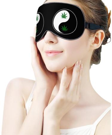 Weed Yin Yang Sleep Mask - Adjustable Blindfold for Sleeping, Blocking Light - Men and Women - Buy Online on GoSupps.com