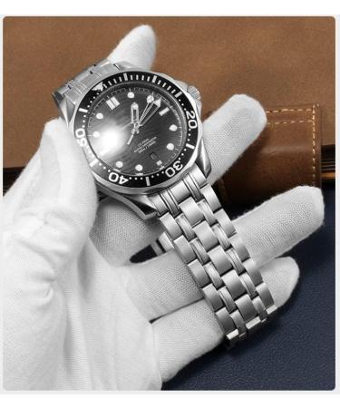 SKXMOD 316L Stainless Steel Bracelet for Omega Speedmaster & Seamaster - 20mm Watch Bracelet with 9 Pearls Compatible with AT150 & Planet Ocean - Buy Online on GoSupps.com
