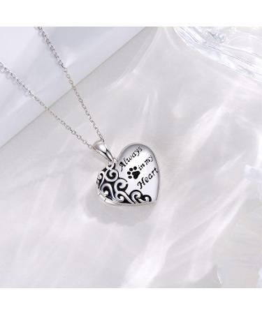 Feijiesi Sterling Silver Paw Print Heart Locket Pet Necklace - Photo Pendant Jewelry for Women and Girls - Buy Online on GoSupps.com