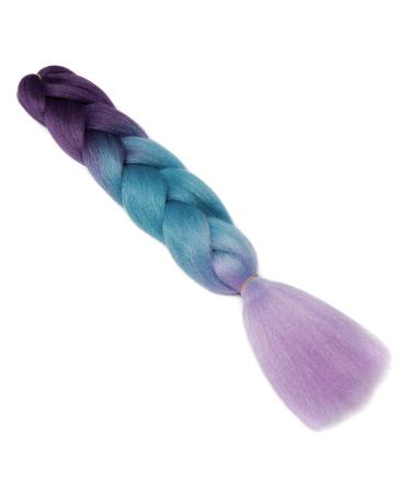 Gairyan Jumbo Braids Extensions - 100g 60cm Ombre Synthetic Braid Hair for Box Crochet - Purple Lake Blue & Light Purple - Buy Online on GoSupps.com