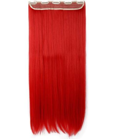 26" Hair Extensions One Piece Clip in Straight Full Head Silky Hair Pieces - Red(Length:66cm Weight:120g) 26" Inch Red - Buy Online on GoSupps.com