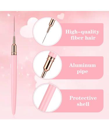 WLLHYF 5Pcs Pink Nail Art Liner Brushes Painting Nail Art Brushes for Long Lines Details Fine Drawing Nail Dotting Drawing Tool Set 7mm/9mm/11mm/15mm/25mm(Pink - Buy Online on GoSupps.com