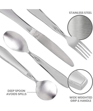 Linelax Weighted Utensils for Tremors and Parkinson's - 5 Piece Heavy Weight Steel Silverware Set - Adaptive Eating Flatware for Hand Tremor and Parkinson's - Buy Online on GoSupps.com