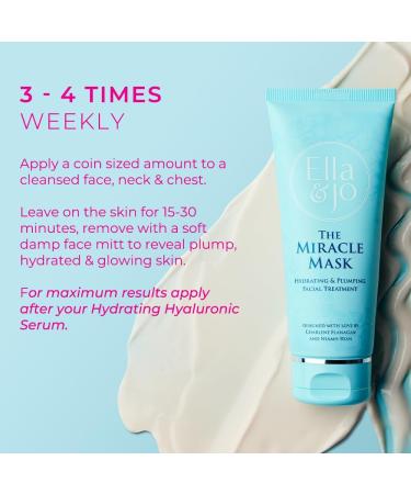  Ella & Jo Ella and Jo Miracle Hydrating Face Mask hyaluronic acid + vitamin E + niacinamide + squalene nourishes repairs and firms the skin all skin types - Buy Online on GoSupps.com