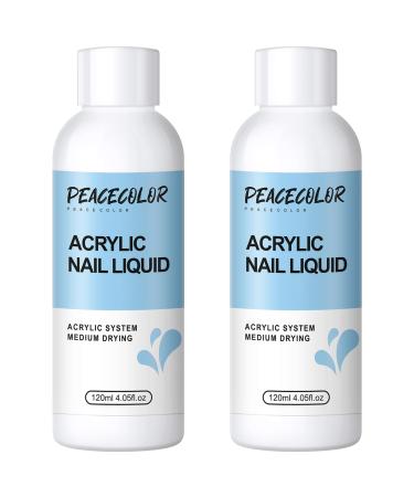 PEACECOLOR 2PC 120ML Acrylic Liquid Set Non-Yellowing Formula Acrylic Liquid Monomer for Acrylic Powder Nail Extension and Carving for Nail Art DIY at Home Beauty Gifts for Women Girls color 172