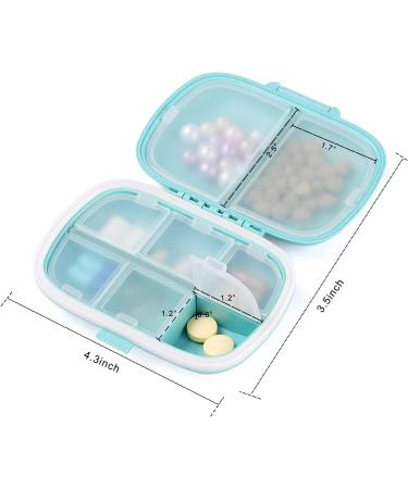 TEOYALL 2 PCS Travel Pill Organizer - 8 Compartment Portable Pill Box for Daily Medicine - Blue/Pink - Buy Online on GoSupps.com