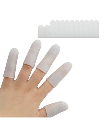 12 Pieces Silicone Gel Finger Protectors Finger Cots Fingertips Cover Protection Finger Caps Great for Protect Cracked and Dry Finger Skin & Nails