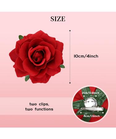 Cinaci 16 Pieces Flamenco Dancer Mexican Wine Red Rose Flower Alligator Hair Clips Barrettes Brooches Prom Party Wedding Bridal Hair Pins Accessories for Women Girls - Buy Online on GoSupps.com