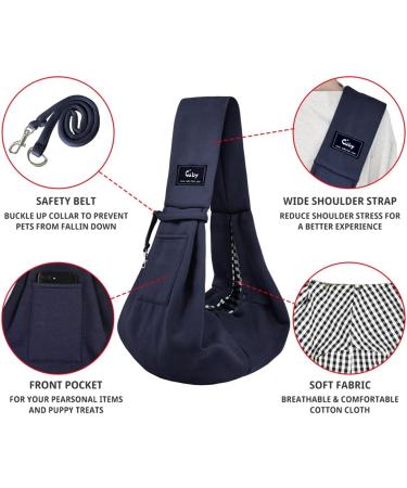 CUBY Reversible Puppy Dog Sling Carrier for Small Medium Dogs - Dark Blue01 - Buy Online on GoSupps.com