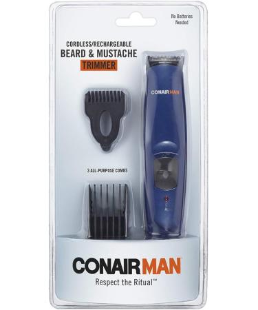 ConairMAN Beard Trimmer & Grooming Kit for Men - Includes Nose & Ear Trimmer 5-Position Comb - Battery Operated Blue | International Shipping Available - Buy Online on GoSupps.com