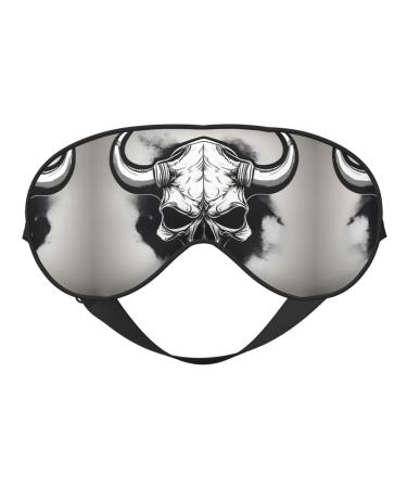 SSIMOO Bull Skull Print Double-Sided Eye Mask Soft and Light Blocking for Enhancing Sleep Quality Black