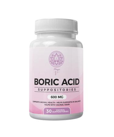 Magic V Boric Acid Suppositories 600 MG 30 Count Optimal PH Support Made in The USA