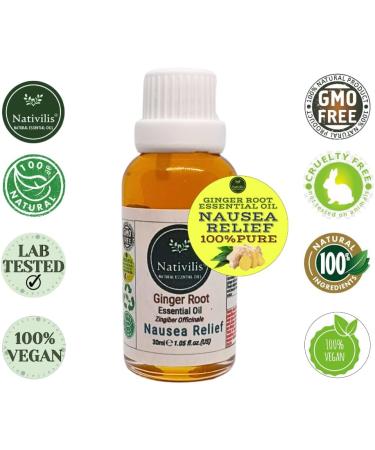 Nativilis Ginger Root Essential Oil (Zingiber Officinale) - Anti-inflammatory relieve nausea - promote hair health and growth and skin care - Copaiba properties 30ml - Buy Online on GoSupps.com