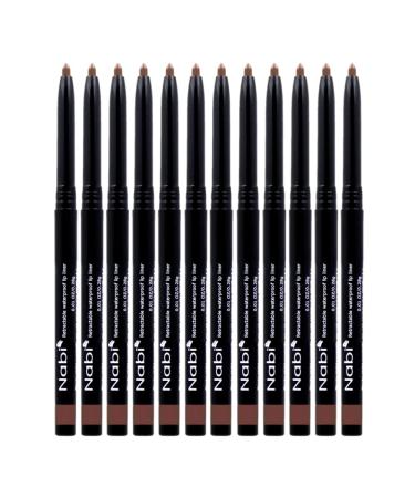Beauty Spot (12pcs) Nabi Retractable Waterproof Eyeliner Pencil - Long Lasting Fade Resistant Formula - Quick Makeup Remover (Brown)