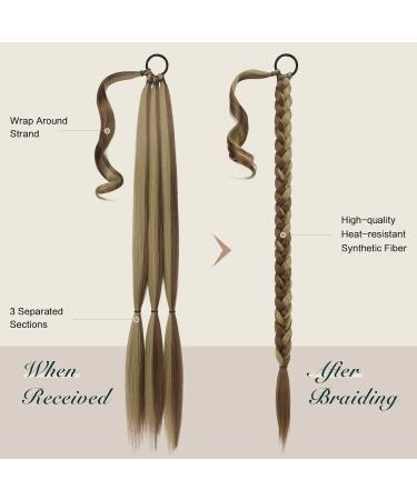 Fine Braid Ponytail Extensions - 65cm Red-Brown Ash Blonde Hair Tie for Women | Shop Now! - Buy Online on GoSupps.com