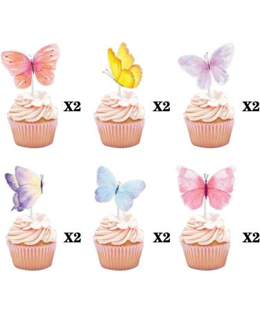 12PCS Butterflies Cupcake Topper Pink Butterfly Cupcake Toppers Cake Topper Cake Decorations DIY Happy Birthday Decorations for Birthday Celebration Kids Boys Girls Party Supplies - Buy Online on GoSupps.com