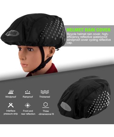Catime Waterproof Bicycle Helmet Cover - Reflective Rain Protection for Kids & Adults - Adjustable Buckle Dustproof High Visibility Black - Buy Online on GoSupps.com