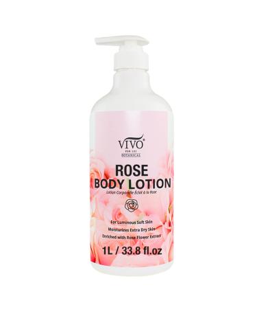 Vivo Per Lei Rose Body Lotion - Moisturizing Body Lotion for Women - Scented Rose Lotion for Dry Aging Skin - Hydrating Hand and Body Lotion with Glycerin - 1 L / 33.8 Fl oz