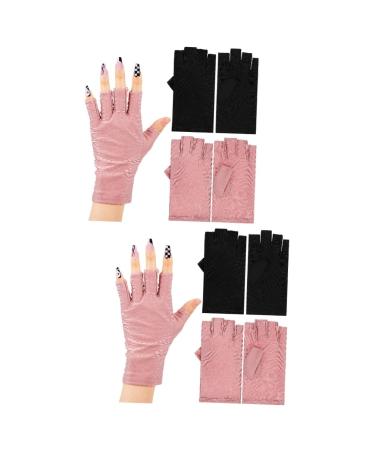 Healeved 4 Pairs Uv Gloves Uv Sun Protection Gloves Manicure Gloves Anti Uv Gel Nail Gloves Nail Art Supplies Uv Protection Gloves Gel for Nails Anti Gloves Anti-uv Cotton Accessories