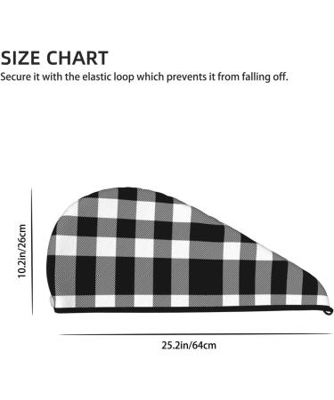 White & Black Plaid Microfiber Hair Towel - Super Absorbent Coral Velvet Wrap for Long Curly Thick Hair - Quick Dry Cap for Women - Buy Online on GoSupps.com