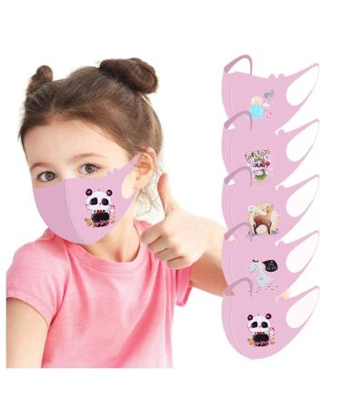 Deholifer 5 pieces blue/pink/black children mouth protection washable mouth and nose protection christmas fabric mask oral cotton cotton mouth protection adjustable half face necklace cover