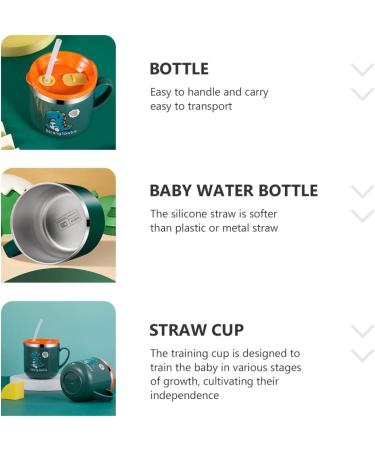 Kids Stainless Steel Milk Bottle with Scale, Anti-Scald Handle and Silicone Straw - Toddler's Eco-Friendly Drinking Cup - Buy Online on GoSupps.com