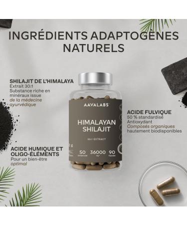 Shilajit Pure Himalaya 36000mg Extrait 30:1 | 50% Acide Fulviques Qualit Premium - Shilajite Energie et Immunit 100% V g talien Pur Sans Additifs - 90 Pure Himalayan Shilajit G lules - Buy Online on GoSupps.com