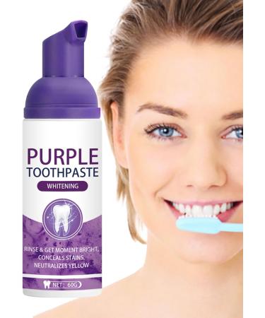 Teeth Whitening Toothpaste - 60g - Purple Breath Freshening Cleansing Toothpaste - Herbal Extracts Teeth Cleaning Accessory for Travel Work Study and Elderly - Buy Online on GoSupps.com