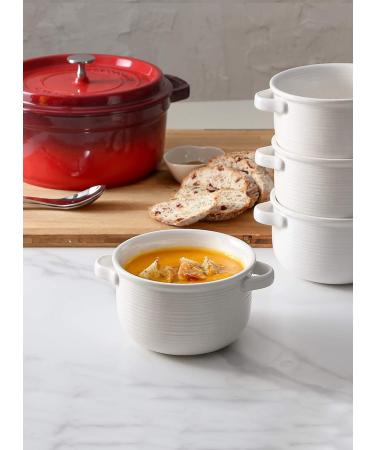 LE TAUCI Soup Bowls With Handles 28 Ounce Set of 4 - White Ceramic Bowls for Soup, Chili, Beef Stew - Buy Online on GoSupps.com